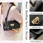 product_image_name-STY-Ladies Underarm Bag Women Handbag Black PU Bag Ribbon Decoration Small Bag Phone Bag - Black-3