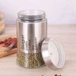 product_image_name-White Label-2 Pieces Storage Containers Stainless Steel Spice Jar - Transparent/Silver-2