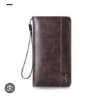 AD Classic leather Long Wallet Pouch for Men - Brown