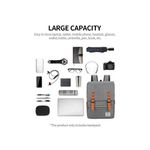product_image_name-White Label-Large Capacity Nylon Laptop Backpack USB Port Design Travel Business Knapsack with Small + Middle Bag - Grey-3