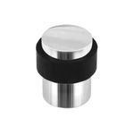 Heavy-Duty Metal Cylindrical Door Stopper with Rubber Buffer - Silver