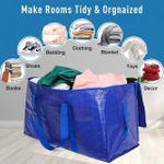 product_image_name-Generic-Extra Large Packing Bag With Zipper Handle Reusable Plastic Moving Tote Heavy Storage Tote Clothes Storage Container-3