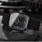 GENEVA Mens Leather Watch- Black Black