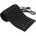 Generic USB Wired Foldable Silicone Keyboard - Black