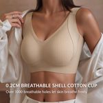 Others Women Wireless Sports Bra 2 Pcs Set, Double Lift Support, Adjustable Wide Straps, Seamless Ribbed Everyday Bra for Yoga Daily Wear - image 3