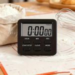 Generic Multifunctional Silent Timer, Time Manager, Small Alarm Clock Timer ABS Electronic Digital Timer 24 Hour Magnetic Kitchen Cooking Dining Student Alarm Clock Bathroom Gym Classroom Timer(Black) - image 2