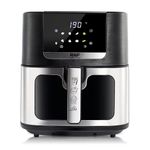 product_image_name-RAF-New 8L Extra Large Capacity Visible Glass Window Airfryer with Smart Digital Control Touch Display Model – 1700W and Nonstick Basket  - Black/ Silver-2