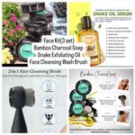 product_image_name-Longrich-Face Care Kit (3-in-1 Set) – Bamboo Charcoal Soap 100g*3, Snake Oil Serum 80ml Facial Cleansing Brush Acne Treatment Skincare set, Dark Spot Remover, oil control soap, Glowing Skin Exfoliating face wash beauty care kit, unisex-1