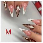 product_image_name-Generic-10 pieces stiletto pink and white golden shaped nails -1