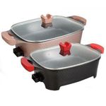 Electric Multifunctional Cooking Pot with glass lid - 12L - Multicolor