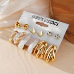 CALLIARA 5Pcs Light Luxury Pearl Butterfly Earrings Set, Niche Design Gold Plated Earrings, Gentle Temperament Commuting Stud Earrings - image 3
