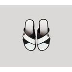Fashion Leather Slippers - White & Black - image 2