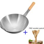product_image_name-Generic-30cm Premium Heavyweight Stainless Steel Nonstick Wok Pan with Wooden Handle and FREE wooden spatulas/Heavyweight Large Deep Frying Pan-1