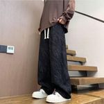 product_image_name-Dou-color-Men's cropped shorts straight leg jeans - black grey - black-2