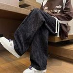 product_image_name-Dou-color-Men's cropped shorts straight leg jeans - black grey - black-4