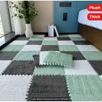 product_image_name-Generic-12 soft climbing area rugs, patchwork square rugs with borders - 4 black + 4 fluorescent green + 4 white-1
