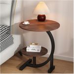 Generic Double-layered round coffee table, C-shaped side table with storage shelf, easy-to-assemble casual small table. - image 2