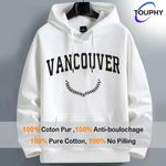 TOUPHY Men's Hoodies Long Sleeve Sweatshirts T-Shirt With Kangaroo Pocket-White - White - XXXL