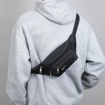 Black Multi-Functional Sling Bag, Men's Casual Crossbody Bag, Waterproof Fanny Pack, Lightweight Sports Shoulder Bag