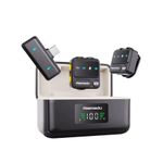 Generic F35 Wireless Lavalier Microphone Dual 2 Transmitters 1 Receiver with Charging Case - Black