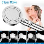 product_image_name-WEJESS-Shower Head and Hose, 5 Mode Water Saving Shower Heads Set, Powerful Handheld Showerhead with Water Stop Botton (Silver)-2