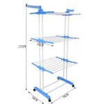 product_image_name-Generic-Foldable 3-Tier Clothes Drying Rack with Wheels – Adjustable Telescopic Laundry Dryer Stand-  Blue-2