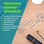 product_image_name-Generic- 2PCS Facial Hair Small Grooming Scissors For Men Women - Eyebrow, Nose Hair, Mustache, Beard, Eyelashes, Ear Trimming Kit - Curved and Rounded Safety Tip Clippers For Hair Cutting - Silver-5