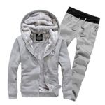 product_image_name-Generic-Hooded Cardigan Casual Clothes Jacket Men's Fleece Thickened Fashion Large Size Sports Sweater Suit - Grey-1