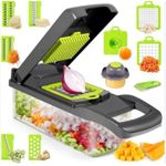 product_image_name-Generic-15-in-1 Multifunctional Vegetable and Fruit Chopper/Cutter with Stainless Steel Blades - Chop/Dice/Slice/Grate - Black/Green-2