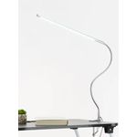 White Label 8W USB Clip-On LED Desk Lamp - 13.4" Flexible Arm Eye Protection Reading Light - Silver - image 2