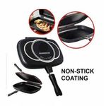 Professional Non-Stick Double Sided Grill Pan Frying Pan - Black