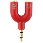Audio Splitter for Microphone & Headphone - Red