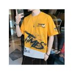 product_image_name-pisiduo-T shirt for Men 2025 New man Clothing Trendy Fitness streetwear Anime O-Neck Casual T-shirt Male Oversized Y2k tops Men T-shirts - White & Orange-3