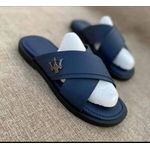 product_image_name-Fashion- Men Crossed Leather Slippers - Dark Blue-2