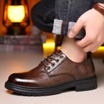 Fashion Men's Versatile, Thick-Soled Formal Leather Shoes - Brown - image 3