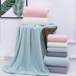 product_image_name-Dou-color-35x75cm Coral Velvet Bath Towel Set of 3, Quick-Dry Absorbent Towels for Adults, Thick Non-Shedding, Hanging Loop Bathroom Set, Multiple Colors-2