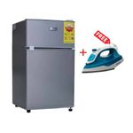 product_image_name-Nasco-76 Litres - NASF2-10FL Double Door Table Top Fridge - Silver + Free Iron-1