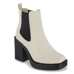 Generic Women's Heavyweight Platform Ankle Boot With Elastic Closure-Cream