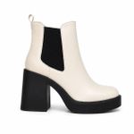Generic Women's Heavyweight Platform Ankle Boot With Elastic Closure-Cream - image 5