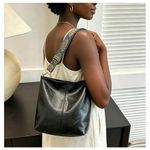 SA Vintage PU Leather Bucket Tote Crossbody Bag