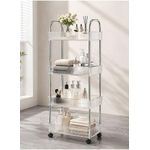  Multi-Functional Acrylic 4-Tier Trolley Storage Rack (W14.96 x D11.02 x H27.26)inch