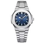 POEDAGAR 613 Square Luxury Men Chain Wristwatch-Silver Blue - image 2