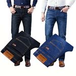 product_image_name-Fashion-(2Piece)Stretch Jeans Suit/Straight Jeans Stretch Jeans Suit - Blue/Black-1