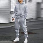Unisex color matching long sleeve + pants suit - Grey