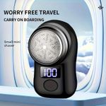 Generic Men's Usb Rechargeable Portable Electric Shaver with Led Battery Display Waterproof Mini Travel Rotary Razor - Black - image 3