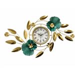 Generic Elegant Gold and Teal Decorative Wall Clock-Gold