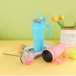 product_image_name-Generic-Large 1200ml Vacuum Stainless Steel Stanley Cup New Modern High Value Dual Wall Metal Mug for Coffee Water Gifts Lid 40oz Back School - BLACK-4