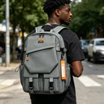 Fashion Men's Casual Backpack – Multi-Pocket Large Capacity School, Office, Travel & Commuter Bag, Grey - image 2