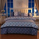 Generic Blue Printed Bed Set With Quilt Cover Flat Sheet And Pillowcases