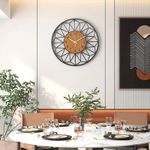 product_image_name-Generic-1 silent 30cm metal wall clock with wood grain design, battery powered-3